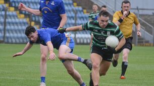 <p>BASH BALL: Sean Powter of Douglas leaves St Finbarr's Reese McInerney in his wake at Páirc Uí Rinn. Picture: Howard Crowdy</p>