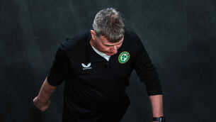 <p>UNDER PRESSURE: Ireland's Manager Stephen Kenny dejected. Pic Credit ©INPHO/Evan Treacy</p>