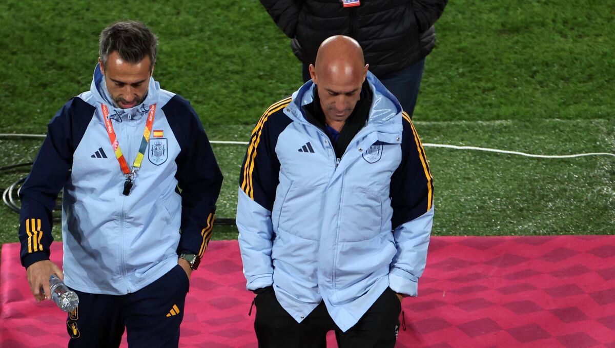 Jorge Vilda and Rubiales are no longer in their jobs following the fallout from the World Cup final. Pic: Catherine Ivill/Getty Images Jorge Vilda and Rubiales are no longer in their jobs following the fallout from the World Cup final. Pic: Catherine Ivill/Getty Images