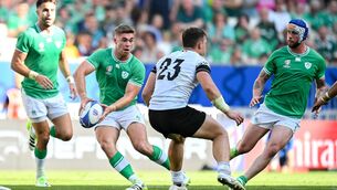 <p>FINE START: Jack Crowley of Ireland during the 2023 Rugby World Cup Pool B match against Romania at Stade de Bordeaux. Pic: Brendan Moran/Sportsfile</p>