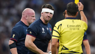 <p>TWO MATCH SUSPENSION: England's Tom Curry is shown a yellow card during the 2023 Rugby World Cup Pool D match at the Stade de Marseille, France. Pic: Thomas Ash</p>