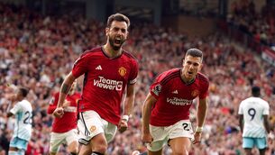 <p>NEW SHIRT SPONSOR: Manchester United's Bruno Fernandes celebrates scoring. Qualcomm's Snapdragon will be United's new shirt sponsor from next season. Pic: Nick Potts/PA Wire</p>