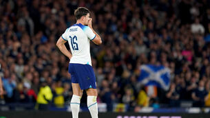 <p>England’s Harry Maguire reacting after scoring an own goal. Photo credit: Andrew Milligan/PA Wire</p>