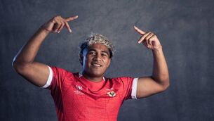 <p>Fine Inisi of Tonga poses for a portrait during the Tonga Rugby World Cup 2023 Squad photocall. (Photo by Karl Bridgeman - World Rugby/World Rugby via Getty Images)</p>