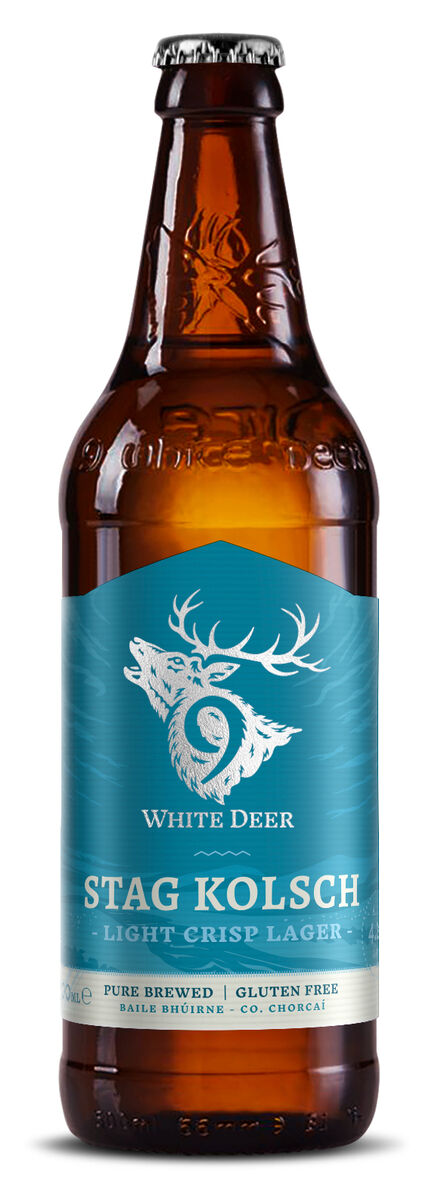 9 white deer Stag Kolsch, 4.2% ABV, 500ml - €4.25
