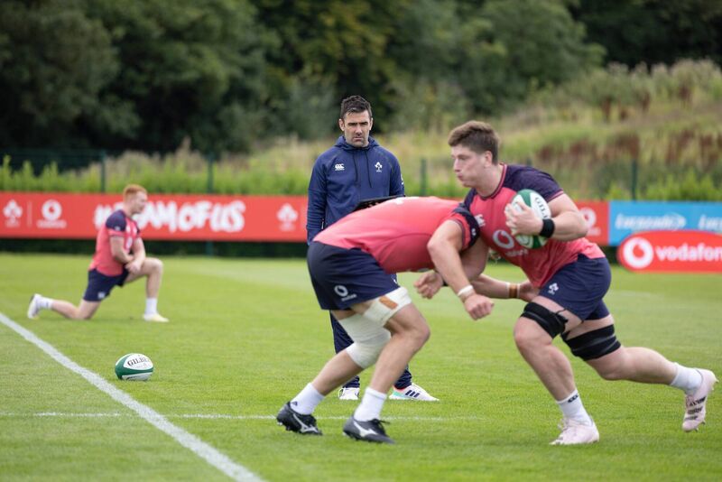 Vinny Hammond, Head of Analytics and Innovation with the IRFU, observes the players close-up.