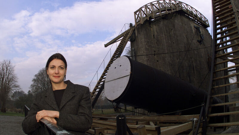 Lady Alicia Parsons by the giant telescope following its restoration at Birr Castle Demesne, Co Offaly. Picture: Kieran Clancy