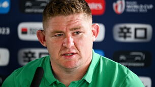 <p>DEFENSIVE STEP UP: Tadhg Furlong during a media conference after the Ireland rugby squad captain's run at the Stade de la Beaujoire in Nantes, France. Pic: Brendan Moran/Sportsfile</p>