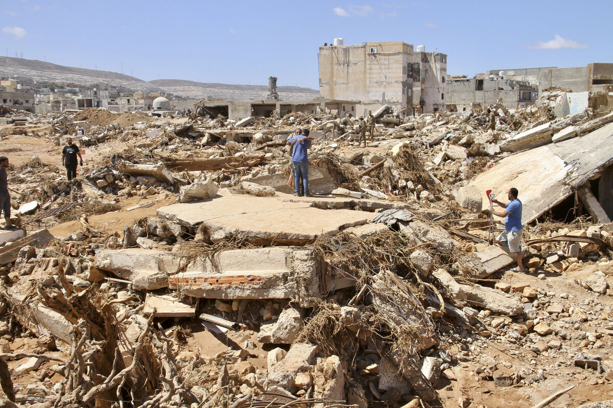The desperate search for survivors earlier this week after the flash flood  in Derna, Libya. Picture: Yousef Murad/AP