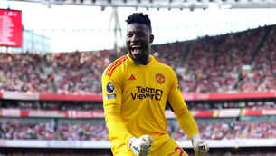 <p>WHAT'S HIS NAME: Onana celebrates a Manchester Unitef goal. Photo credit: John Walton/PA Wire.</p>