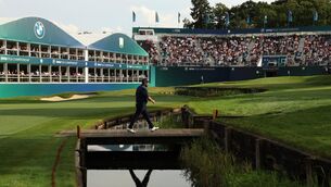 <p>Shane Lowry walks on the 18th hole during Day Three of the BMW PGA Championship at Wentworth Golf Club on September 16, 2023 in Virginia Water, England. (Photo by Luke Walker/Getty Images)</p>