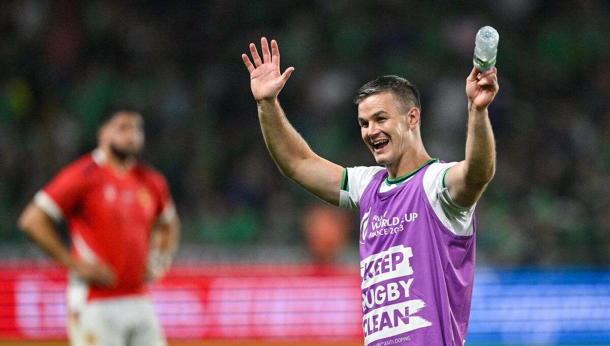 Sexton celebrates after the game. 