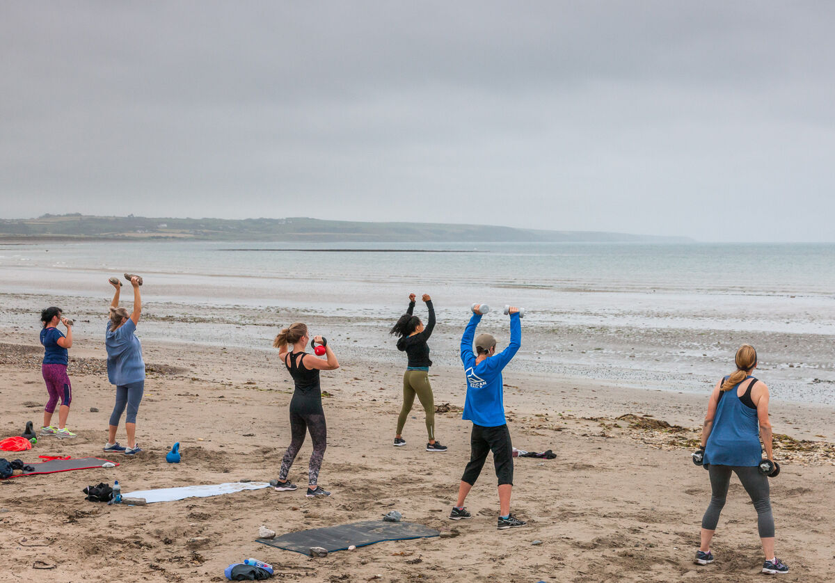 Early morning workout  at Ardnahinch Beach near Shanagarry, Co Cork Picture: David Creedon/ Anzenberger