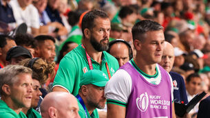 <p>STAGE SET: Ireland Head Coach Andy Farrell watches on. Pic: ©INPHO/Dan Sheridan</p>