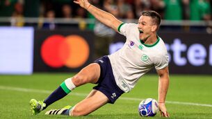 <p>WINNER: Ireland's Jonathan Sexton savours his record-breaking try in Nantes on Saturday. </p>