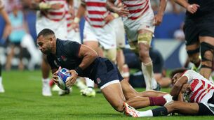 <p>England's Joe Marchant scores their side's fourth try of the game. Photo credit: David Davies/PA Wire</p>