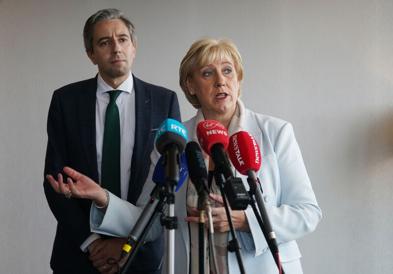 Social Protection Minister Heather Humphreys and Further and Higher Education Minister Simon Harris at the Fine Gael think-in in Limerick. Picture: Brian Lawless/PA