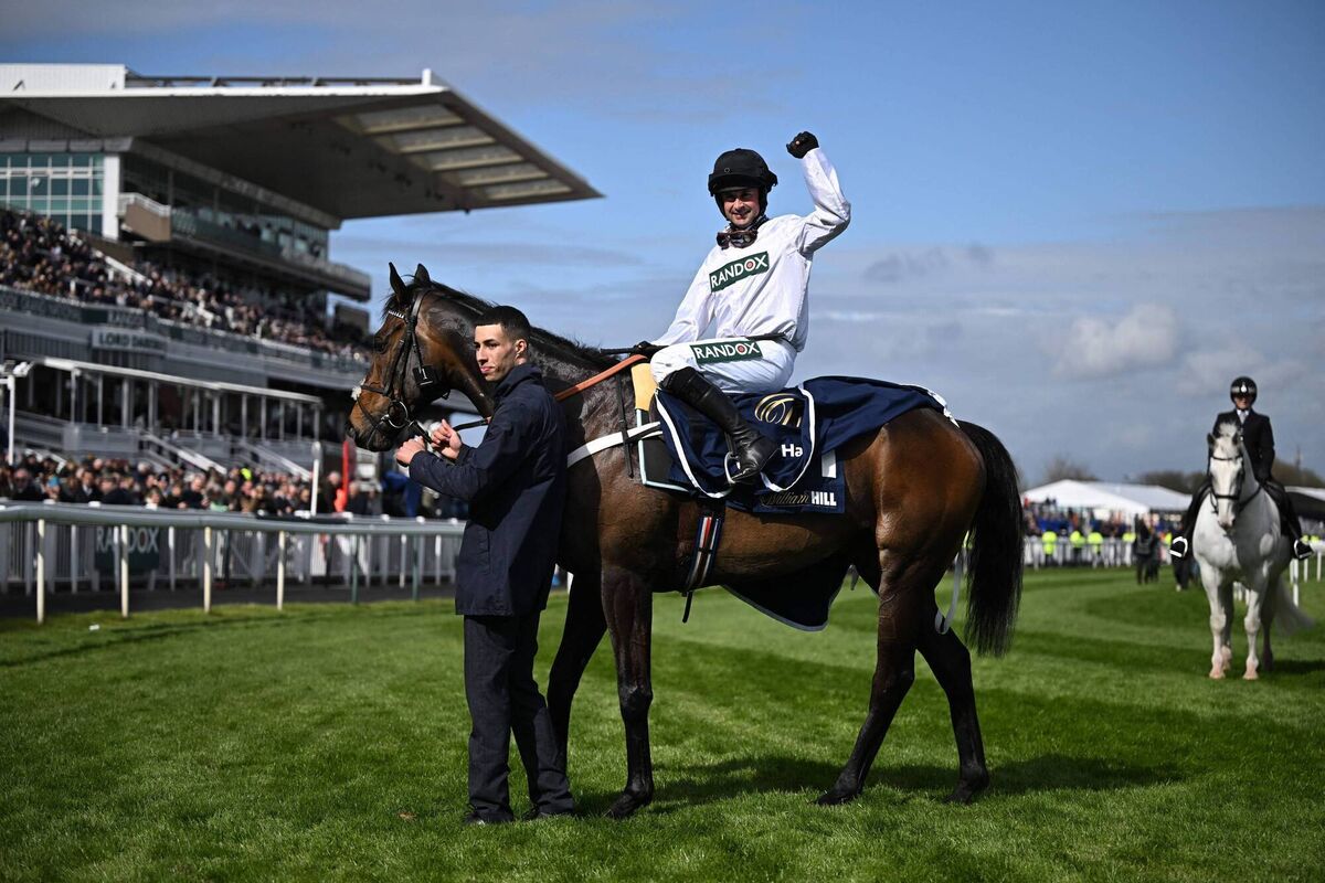 Jockey Nico de Boinville celebrates on horse Constitution Hill after winning The William Hill Aintree Hurdle Race. Picture: OLI SCARFF / AFP) (Photo by OLI SCARFF/AFP via Getty Images) Jockey Nico de Boinville celebrates on horse Constitution Hill after winning The William Hill Aintree Hurdle Race. Picture: OLI SCARFF / AFP) (Photo by OLI SCARFF/AFP via Getty Images)