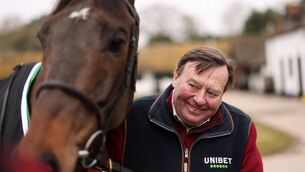 <p>MANE MAN: Horse racing trainer Nicky Henderson with Constitution Hill at Seven Barrows Stables. Picture: Richard Heathcote/Getty Images)</p>