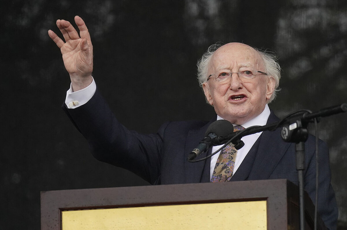 Those in attendance at President Michael D Higgins' speech opening the festival were in fine form, gathered around in the mud surrounding the bandstand. Picture: Niall Carson/PA