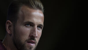<p>Bayern's Harry Kane attends a news conference in Munich. Pic: AP Photo/Matthias Schrader</p>