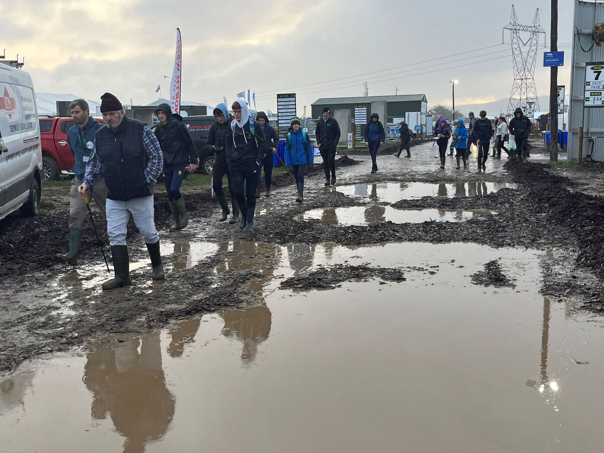 Muddy conditions on the second day of the National Ploughing Championships at Ratheniska, Co Laois. Picture: Niall Carson/PA Wire Muddy conditions on the second day of the National Ploughing Championships at Ratheniska, Co Laois. Picture: Niall Carson/PA Wire