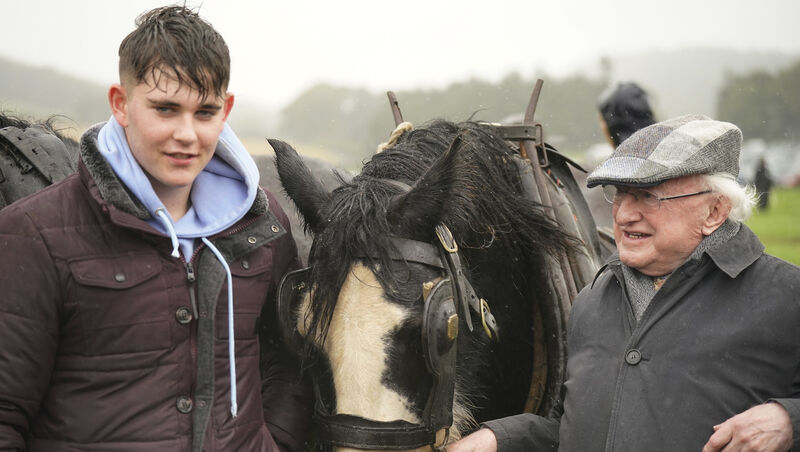 President Michael D Higgins meeting competitors at the National Ploughing Championships. Picture: Niall Carson/PA
