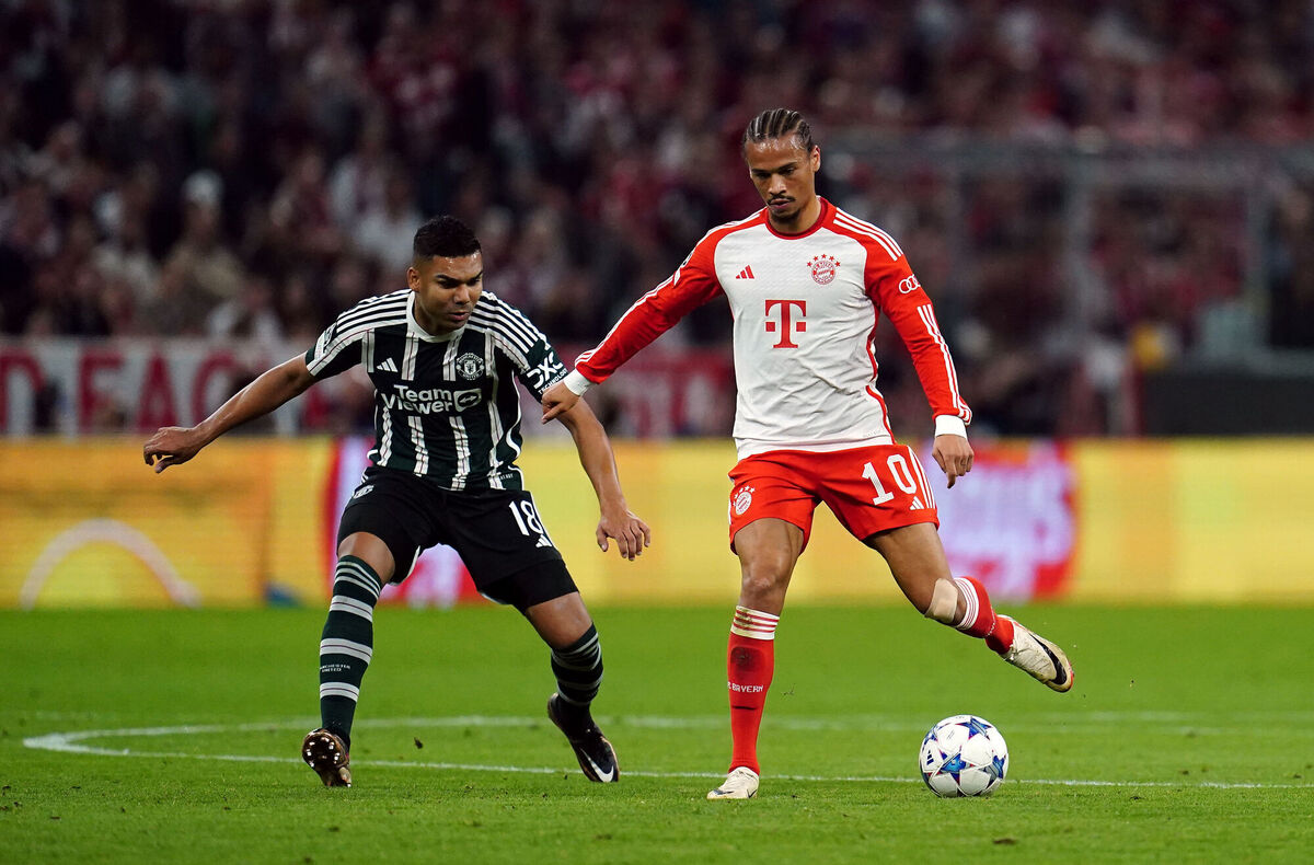 Bayern Munich's Leroy Sane and Manchester United's Casemiro.