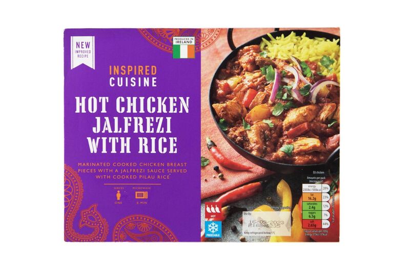 Aldi Hot Chicken Jalfrezi with Rice 450g €3.79. Picture: Arna Crowley