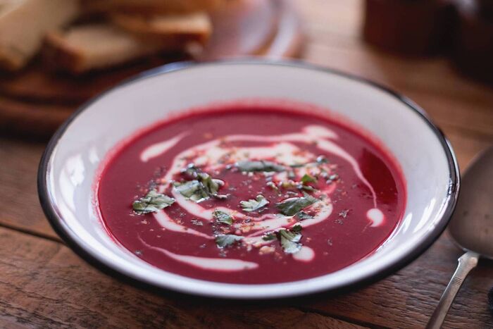 Beetroot Soup with Chive Cream