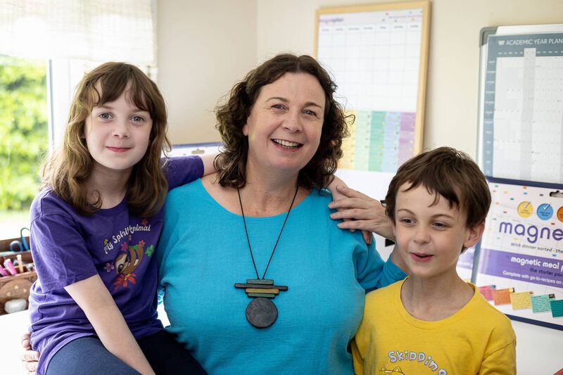 Nicole Murphy with her twins Maya and Will.