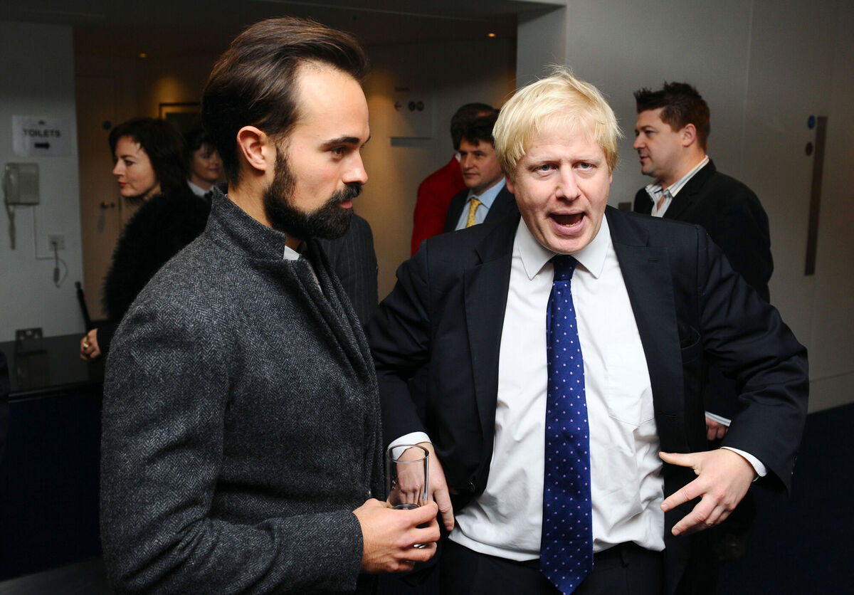 Evgeny Lebedev and Boris Johnson attend a pre-lunch reception for the Evening Standard Theatre Awards at the Royal Opera House in Covent Garden, London, in 2009. PA Images / Alamy Stock Photo Evgeny Lebedev and Boris Johnson attend a pre-lunch reception for the Evening Standard Theatre Awards at the Royal Opera House in Covent Garden, London, in 2009. PA Images / Alamy Stock Photo