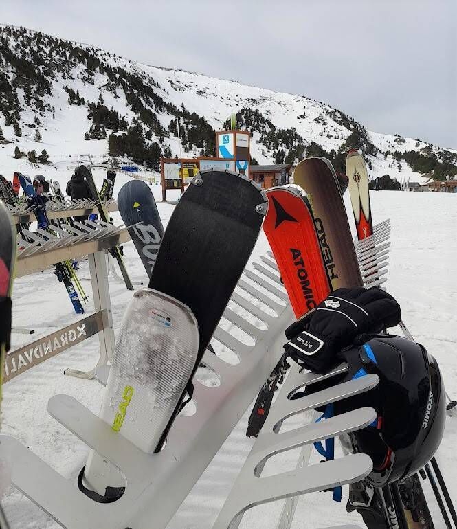 Helmets and gloves at Soldeu ski resort in the Pyrenees Helmets and gloves at Soldeu ski resort in the Pyrenees