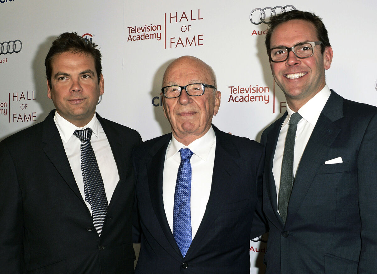 Rupert Murdoch, center, and his sons, Lachlan, left, and James Murdoch. Picture: AP