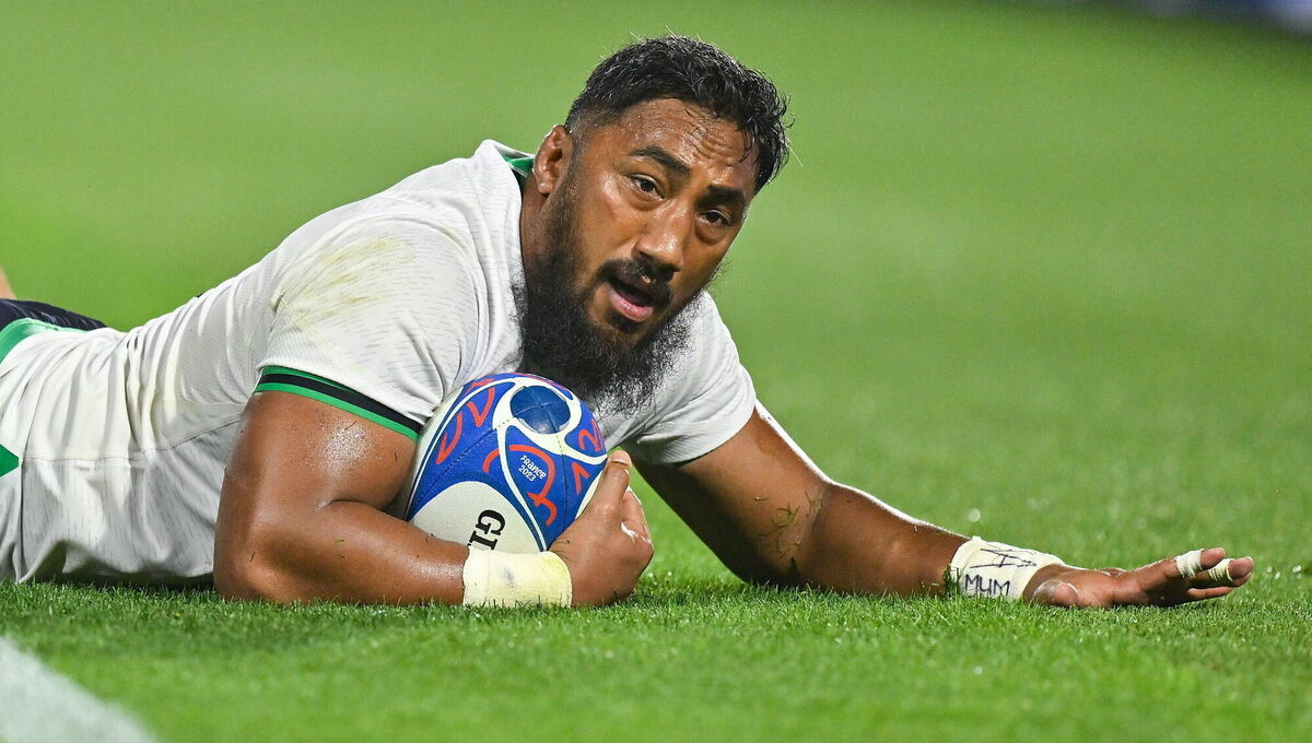 LEADING THE WAY: Bundee Aki is leading the way for Ireland with four tries, most metres made, most carries and most defenders beaten. Pic: Brendan Moran/Sportsfile LEADING THE WAY: Bundee Aki is leading the way for Ireland with four tries, most metres made, most carries and most defenders beaten. Pic: Brendan Moran/Sportsfile