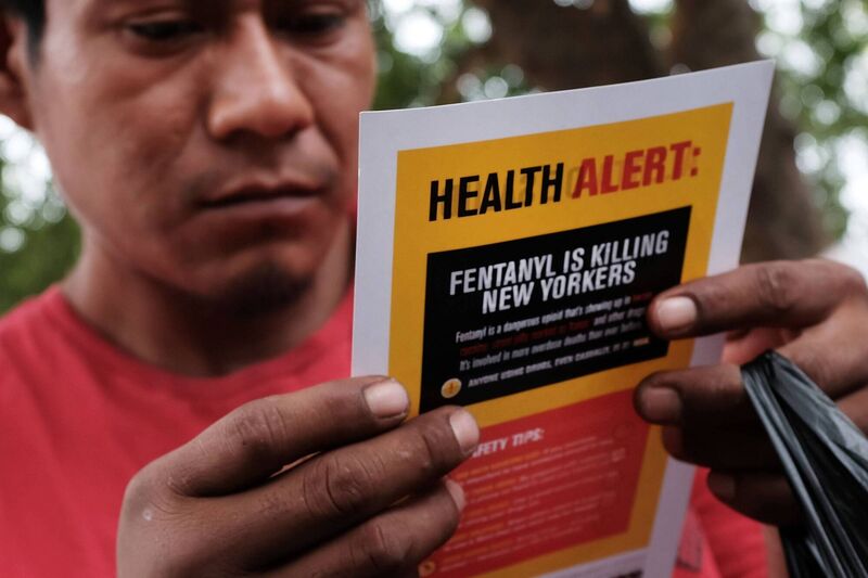 A heroin user reads an alert on fentanyl before being interviewed by John Jay College of Criminal Justice students as part of a project to interview Bronx drug users in order to compile data about overdoses in New York City. Photo: Spencer Platt/Getty Images A heroin user reads an alert on fentanyl before being interviewed by John Jay College of Criminal Justice students as part of a project to interview Bronx drug users in order to compile data about overdoses in New York City. Photo: Spencer Platt/Getty Images