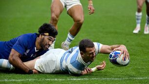 <p>KEY MOMENT: Argentina’s Emiliano Boffelli scores a try. Pic: INPHO/Giuseppe Fama</p>