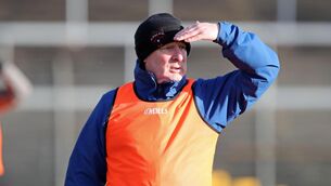 <p>LIKING WHAT HE SEES: Rathmore manager Denis Moynihan. Picture: Jim Coughlan.</p>