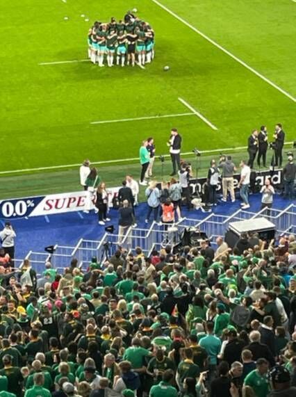 Shane Lowry and Rory McIlroy talking to Jim Hamilton pitch side Shane Lowry and Rory McIlroy talking to Jim Hamilton pitch side
