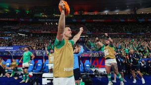 <p>MOMENT IN TIME: Ireland’s Johnny Sexton celebrates winning at the full-time whistle. Pic: INPHO/Dan Sheridan</p>