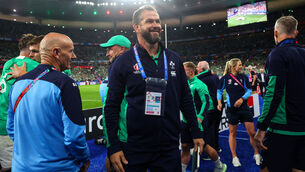 <p>JOB DONE: Ireland head coach Andy Farrell celebrates winning in Paris. Picture: INPHO/Dan Sheridan</p>
