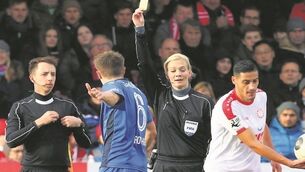 ‘All this attention just because I’m the only referee with a ponytail’ says the first woman referee in any of Europe’s top soccer leagues 