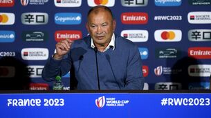 <p>UNDER PRESSURE: Australia head coach Eddie Jones speaks during a post-match press conference following the loss to Wales. Pic: Andrew Matthews/PA Wire</p>
