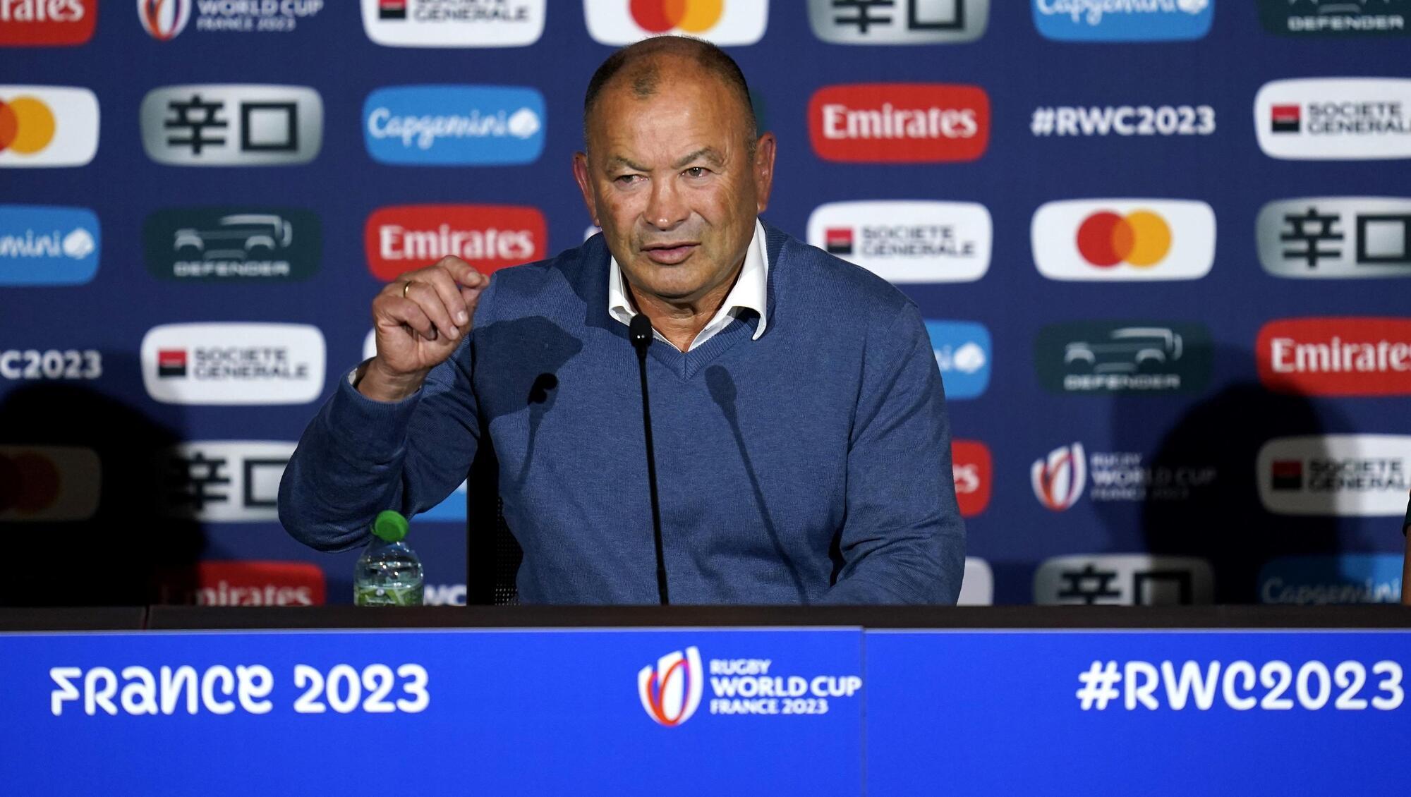 UNDER PRESSURE: Australia head coach Eddie Jones speaks during a post-match press conference following the loss to Wales. Pic: Andrew Matthews/PA Wire