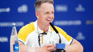 <p>Luke Donald says he will “find a suitable way to celebrate if it goes our way on Sunday”. Picture: Zac Goodwin/PA</p>