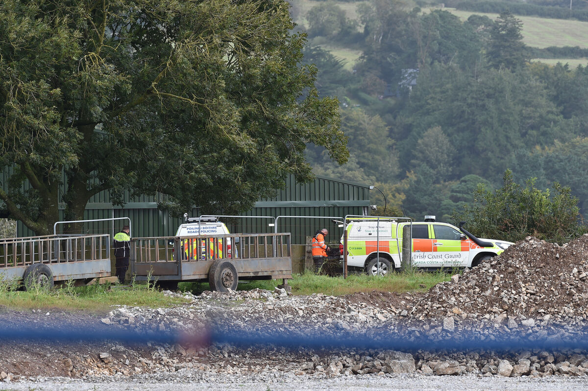 Gardaí and the Coast Guard at the search site for Kieran Quilligan at Courtstown Industrial Estate, Little Island, Cork. Picture: Dan Linehan
