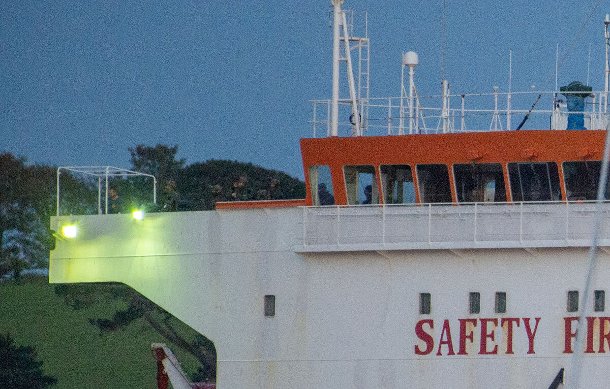Army Rangers on board the MV Matthew in Passage West, Cork, after it had been seized by authorities and moved to the Port of Cork. Picture: Dan Linehan