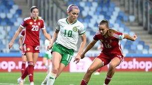 <p>IN HER ELEMENT: Denise O'Sullivan of Republic of Ireland in action against Boglárka Vida of Hungary during the UEFA Women's Nations League B1 match between Hungary and Republic of Ireland at Hidegkuti Nándor Stadium in Budapest, Hungary. Photo by Stephen McCarthy/Sportsfile</p>