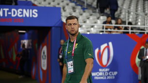<p>South Africa’s Handre Pollard before the game against Ireland</p>