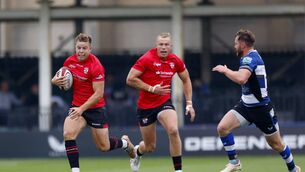 <p>Cork native Alex McHenry of Jersey Reds runs with the ball during the Premiership Rugby Cup game between Bath Rugby and Jersey Reds. Pic: Malcolm Couzens/Getty Images</p>